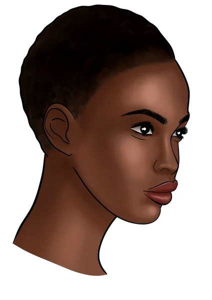 Africano Mulher Americana Com Cabelo Curto — Fotografia de Stock