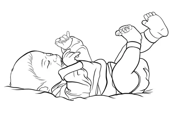 Эскиз Спящего Ребенка Белом Фоне Нарисованный Вручную Рисунок Элемент Страницы — стоковое фото