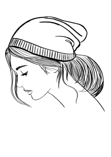Beautiful Girl Hat Fashion Portrait Illustration — Stock Photo, Image
