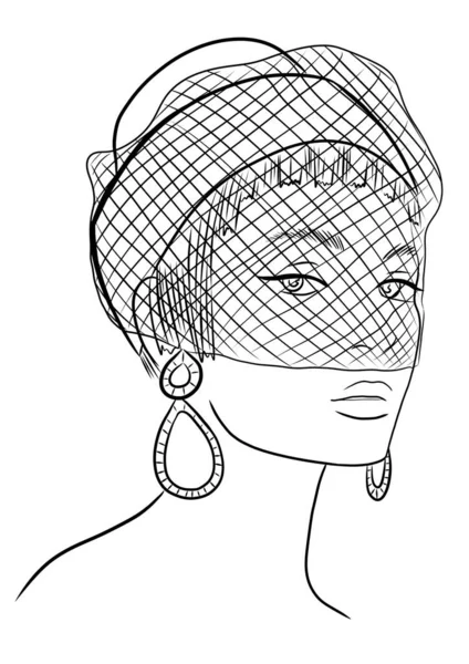 Красивая Девушка Шляпе Вуалью — стоковое фото