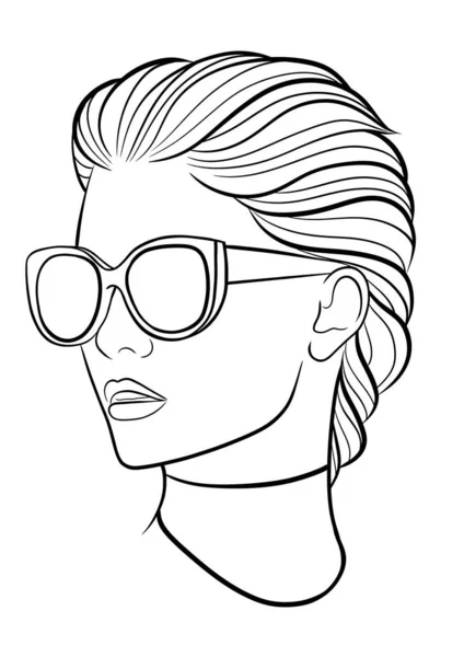 Ragazza Moda Con Occhiali Sole Uno Sfondo Bianco Illustrazione Ritratto — Foto Stock