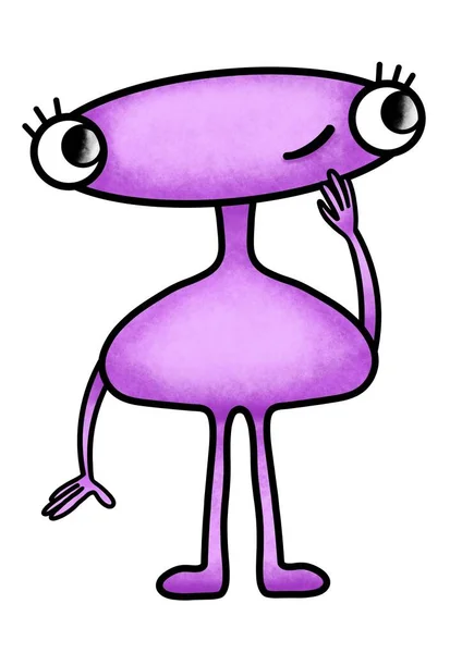 Monstruo Púrpura Lindo Ilustración Dibujos Animados — Foto de Stock