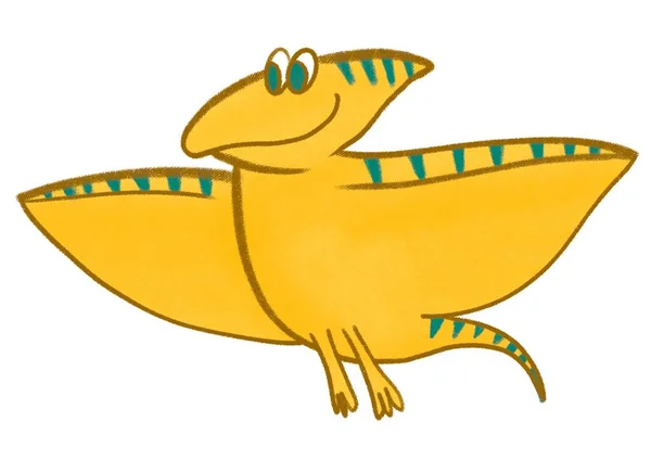 Niedliche Fliegende Flugsaurier Cartoon Illustration Isoliert — Stockfoto