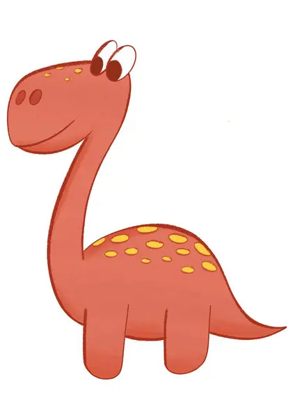 可爱的卡通画红色恐龙 儿童插图 纺织品印刷 招贴画 卡片设计元素 — 图库照片