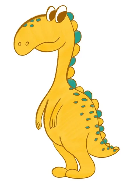 Cute Yellow Dinosaur Cartoon Illustration — Stock Photo, Image