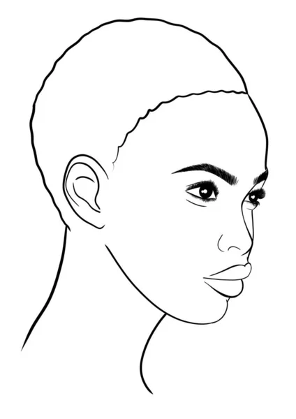 African Girl Short Hair Outline Illustration — Stock Photo, Image