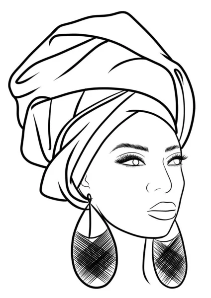 Menina Africana Com Tradicional Headscarf Esboço Ilustração — Fotografia de Stock