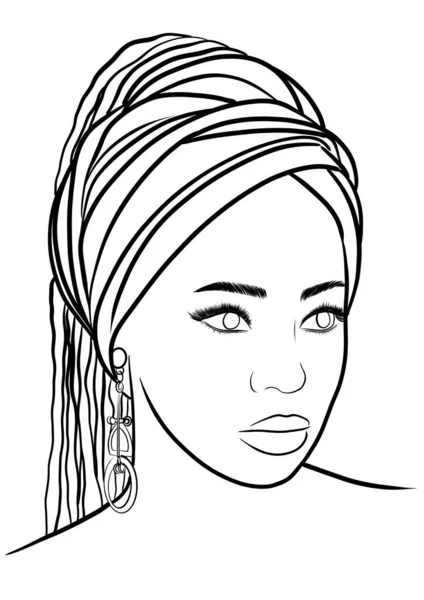 有着传统头巾轮廓的美丽的非洲女人被孤立了 — 图库照片