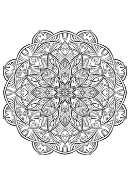 Boyama kitabı için çiçek mandala taslağı