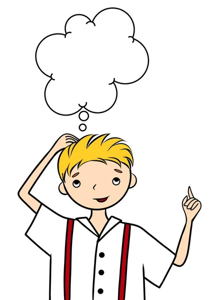 Thinking Cartoon Teenage Boy Speech Bubble — Stock Photo, Image