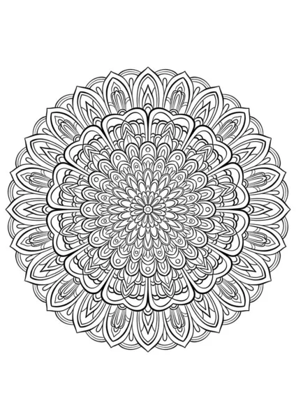 Çiçekli Mandala Tasviri Boyama Kitabı Sayfası — Stok fotoğraf