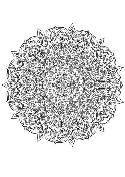 Mandala Floral Illustration Contour Pour Livre Colorier — Photo