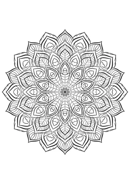 Mandala Avec Plumes Paon Livre Coloriage Stress — Photo