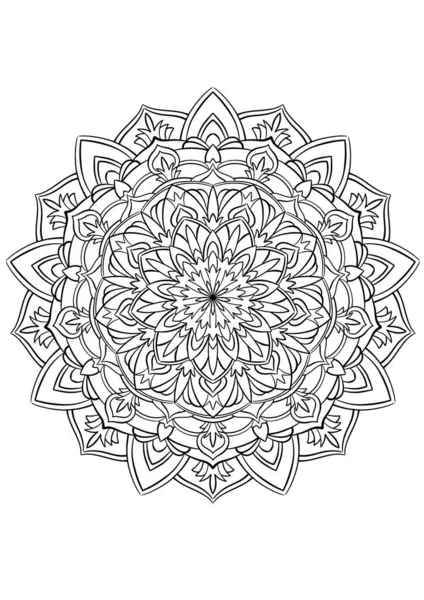 Şeffaf Arka Planda Çiçek Mandala Tasviri Stres Karşıtı Boyama Kitabı — Stok fotoğraf