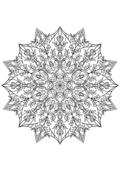 Mandala Floreale Illustrazione Contorno Libro Colorare — Foto Stock