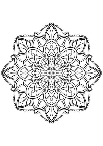Blommig Mandala Skissera Illustration Transparent Bakgrund Antistress Målarbok Sida — Stockfoto