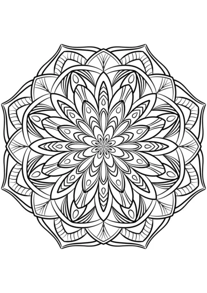 Mandala Floreale Illustrazione Contorno Libro Colorare — Foto Stock