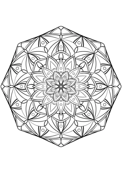 Mandala概要说明 透明背景下的成人彩绘页 — 图库照片