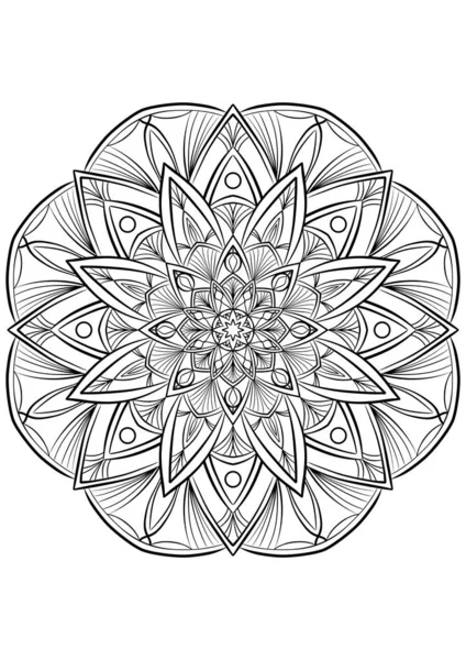 Blommig Mandala Kontur Illustration Transparent Bakgrund — Stockfoto