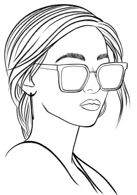 Güneş gözlüklü kız dış görünüşü şeffaf arkaplanda izole edilmiş.