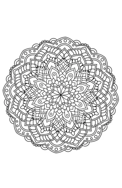 Květinová Mandala Obrys Ilustrace Bílém Pozadí Stránka Antistress Omalovánky — Stock fotografie