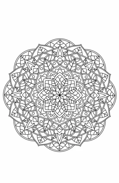 Mandala Floral Illustration Contour Sur Fond Transparent Livre Coloriage Stress — Photo