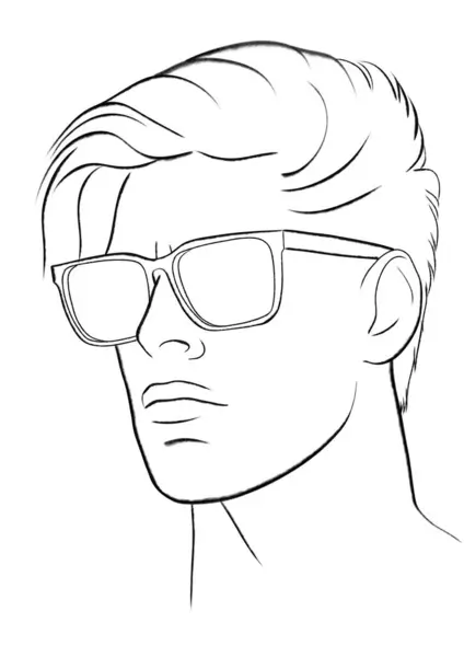 Uomo Con Occhiali Sole Ritratto Contorno Illustrazione Sfondo Trasparente — Foto Stock