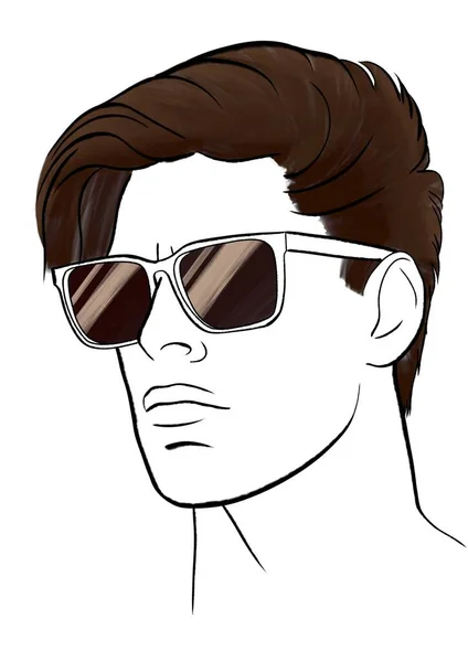 Pohledný Muž Slunečními Brýlemi Módní Ilustrace — Stock fotografie