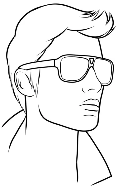 Man with sunglasses portrait outline illustration on transparent background
