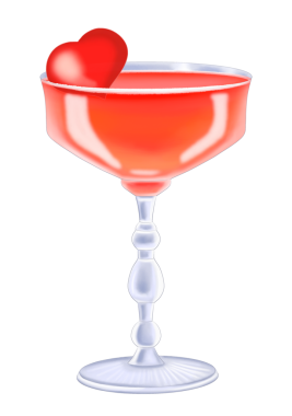 Kırmızı kalple süslenmiş, şeffaf arkaplanda izole edilmiş, el çizimi suluboya resimli sevgililer günü şampanyası.