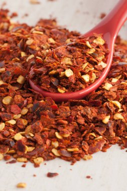 Kırmızı biber pul biber yakın çekim.