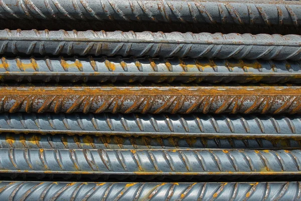 Group Ribbed Reinforcement Bars Close — Stock Photo, Image