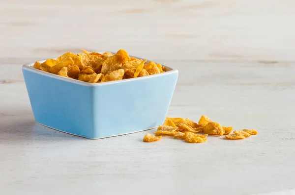 Cornflakes Schale Auf Rustikalem Tisch — Stockfoto