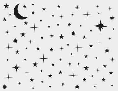 Beyaz arka planda yıldızlı gökyüzü. Sihirli uzay gökyüzü, soyut süs. EPS 10.