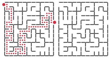 Vektör kare labirent. Koordinasyon geliştirmek için eğlenceli bir eğitim oyunu. EPS 10.