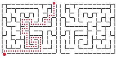 Vektör kare labirent. Koordinasyon geliştirmek için eğlenceli bir eğitim oyunu. EPS 10.