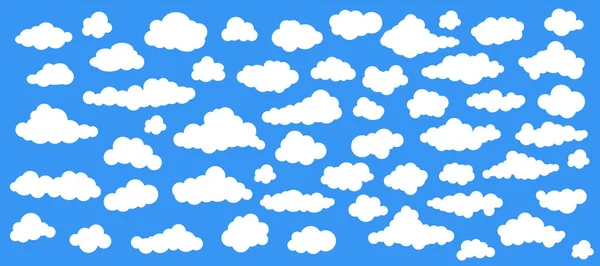 Nuvens Céu Conjunto Nuvens Brancas Abstratas Isoladas Fundo Azul Ilustração —  Vetores de Stock