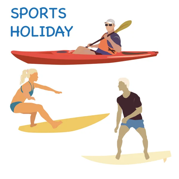 Van Practicar Deportes Deportes Recreación Saludable Ilustración Vectorial Deportes Activos — Vector de stock