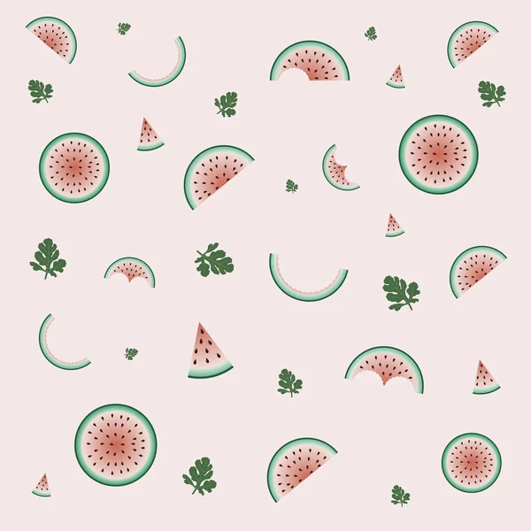 Frisch Grüne Offene Wassermelonenhälfte Scheiben Und Dreiecke Wassermelone Frische Natur — Stockvektor