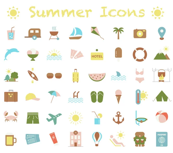 Summer Icon Bright Multicolored Icons Tourism Symbol Vector Illustration Eps — Stock Vector