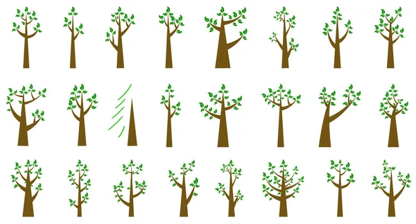 Коллекция Иллюстраций Деревьев Дерево Любой Вкус Абстракция Деревьев Листьями Различные — стоковый вектор