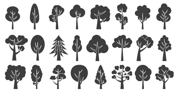 Árvores São Ocas Escuras Coleção Ilustrações Árvores Madeira Para Todos — Vetor de Stock