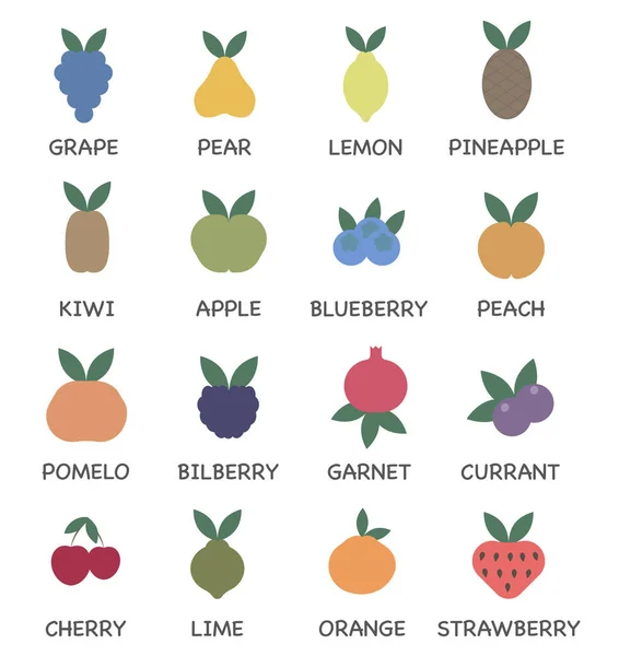 Vektor Set Von Fruchtlinien Symbolen Farbsymbole Enthält Häufig Verwendete Früchte — Stockvektor