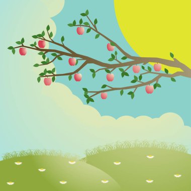 Yılın yaz zamanı. Yaz mevsiminin parlak çizimi. Yaz. Vektör çizimi. EPS 10.