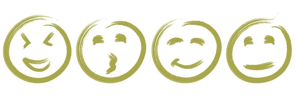 Emocje Zestaw Czterech Pozytywnych Abstrakcyjnych Teksturowanych Emotikonów Wektorowych Emocje Narysowane — Wektor stockowy