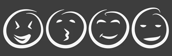 Positive Emoticons Set Von Vier Weißen Abstrakten Texturierten Vektoremoticons Emoticons — Stockvektor
