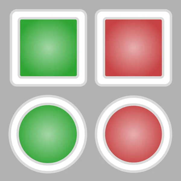 Spusťte Zastavte Tlačítko Červený Zelený Knoflík Vektor Izolován Šedém Pozadí — Stockový vektor