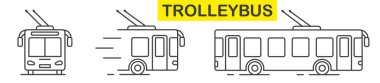 Toplu taşıma. Trolleybus. Toplu taşımanın vektör çizimi. Trolleybus ince çizgisinde. EPS 10.