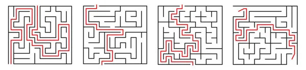 Een Labyrint Zwart Vierkante Doolhof Vectorlabyrint Van Lage Middelmatige Complexiteit — Stockvector