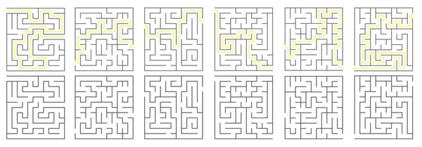 Maze Puzzel Ontwerp Maze Spel Vind Het Pad Juiste Oplossing — Stockvector